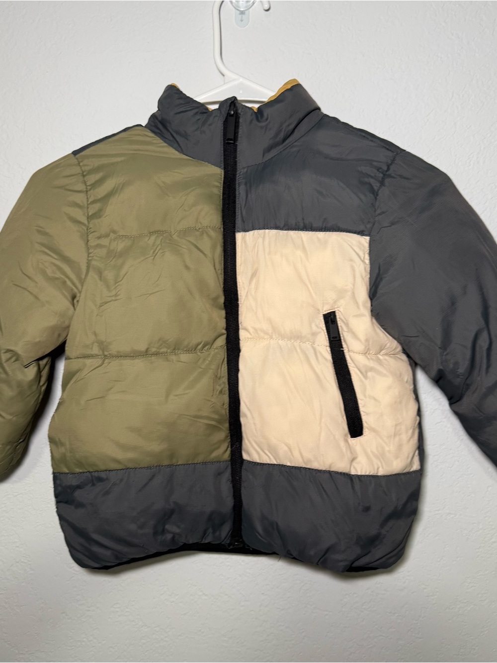 Zara Boys Girls Colorblock Puffer Coat Zip Winter Jacket Size 3-4 Years